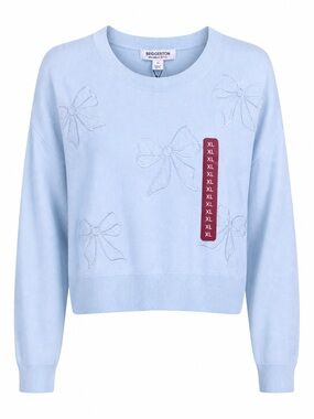 Bridgerton Light Blue Bow-Appliqué Crewneck Sweater XL